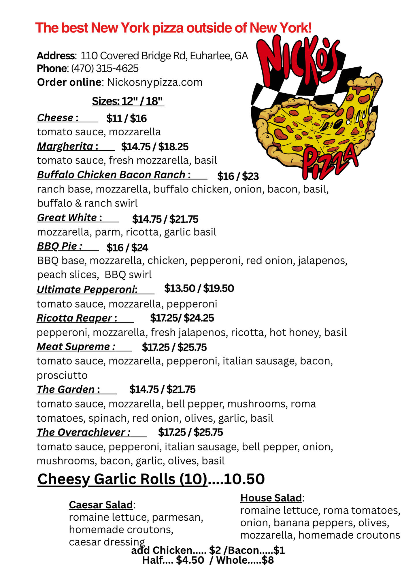 Nicko’s NY Pizza in Euharlee, GA (2)