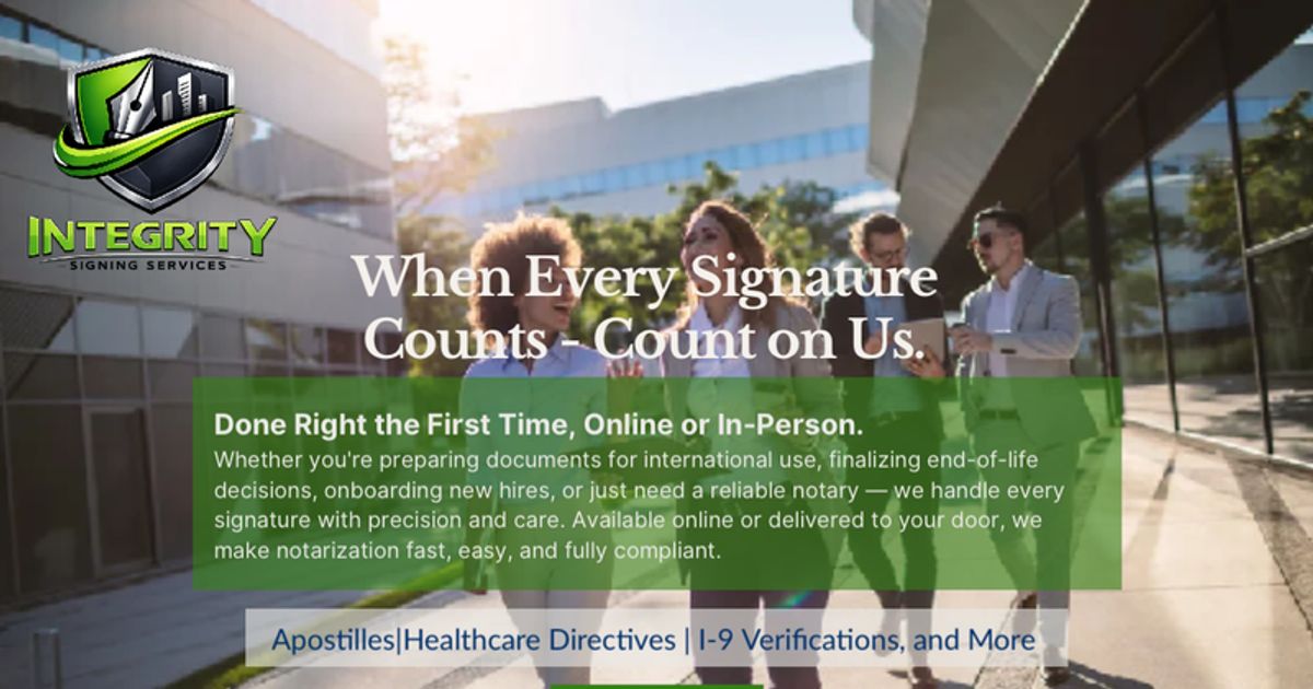 Integrity Signing Services (Mobile Notary & Apostille Services) in Porter, TX