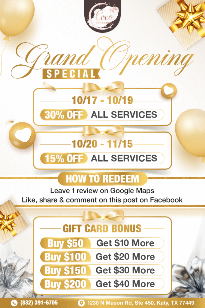CoCo Nails & Lashes | 20% OFF All Services – Limited Time in Katy, TX (2)