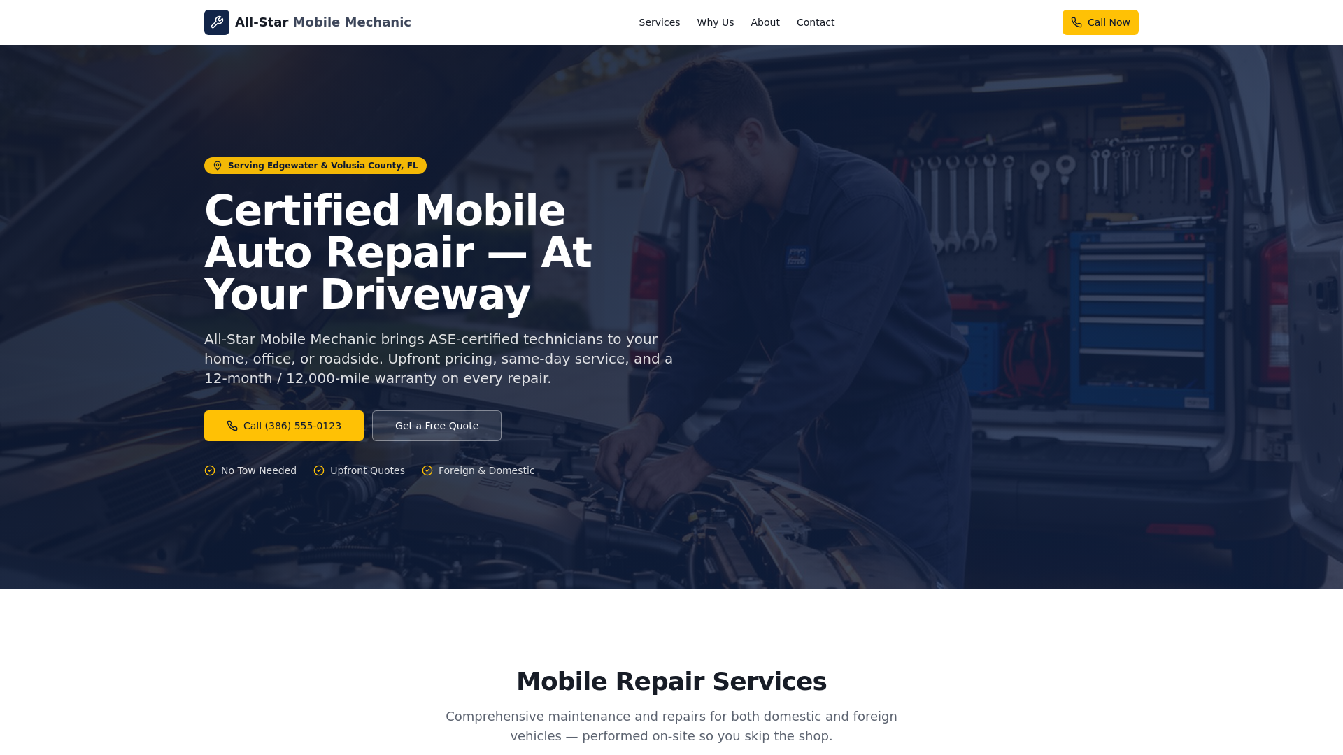 All -Star Mobile Mechanic in Edgewater, FL
