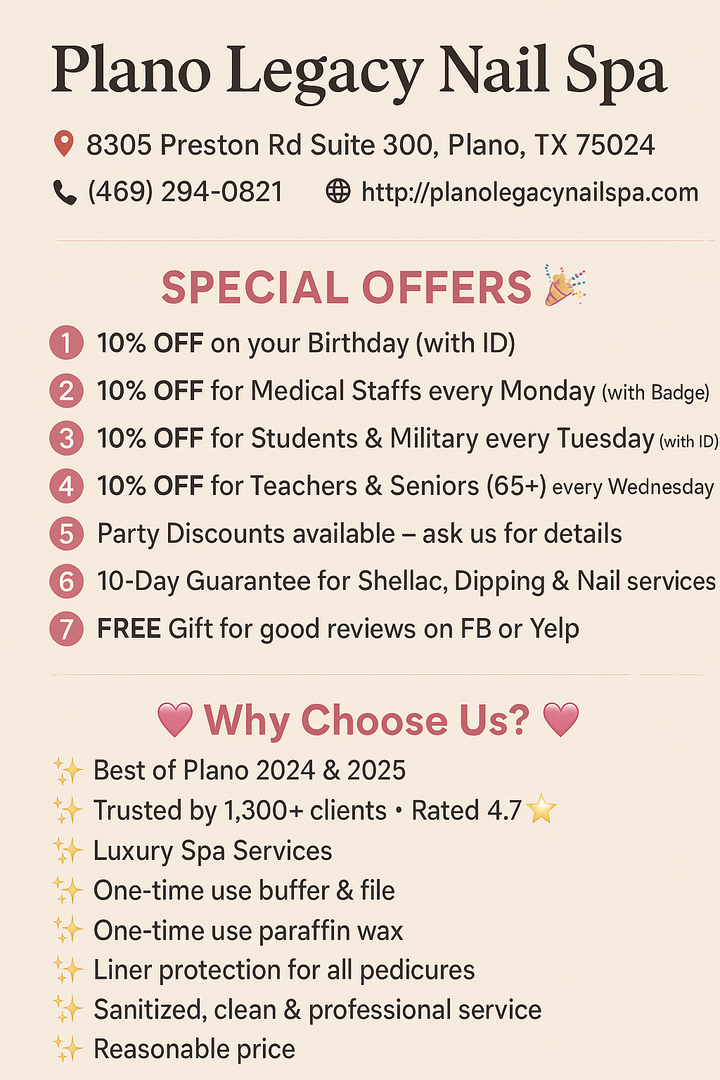 PLANO LEGACY NAILS & SPA in Plano, TX