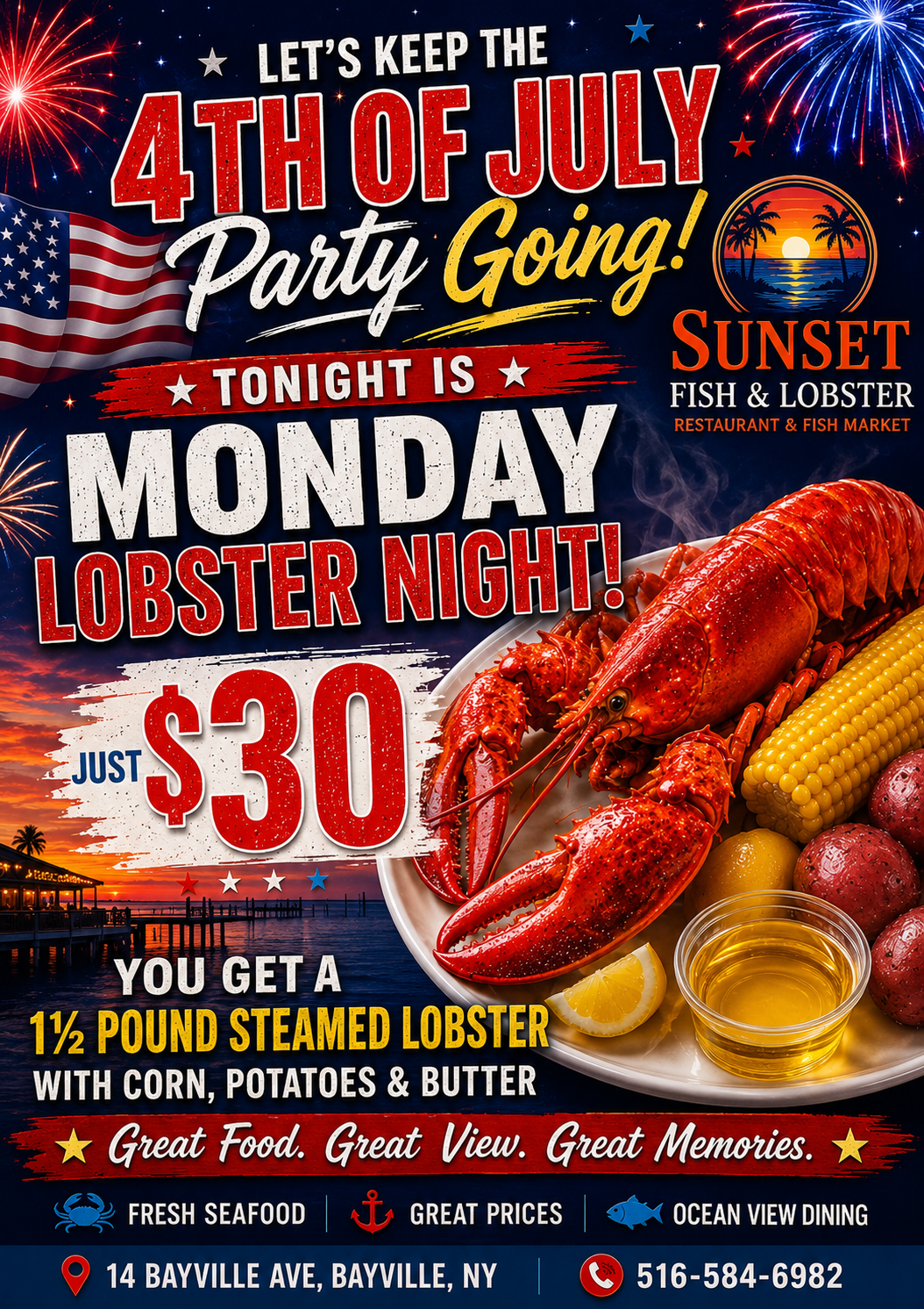Sunset fish & lobster market & grill in Bayville, NY