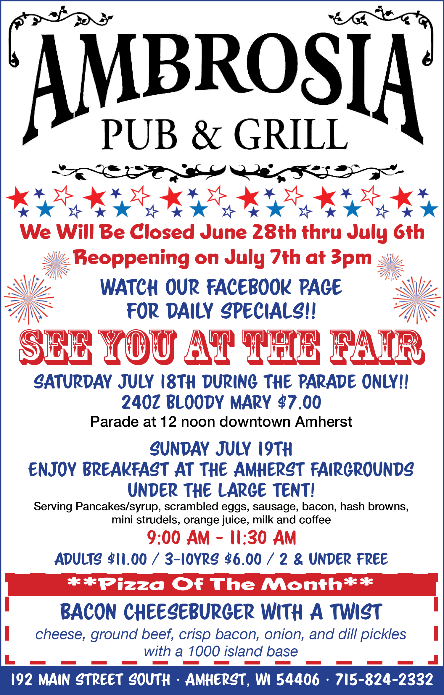 Ambrosia Pub & Grill in Amherst, WI