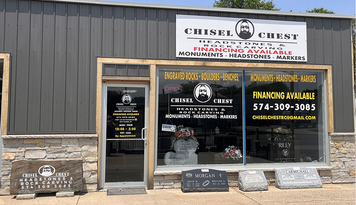 Chisel Chest Rock Carving & Headstones (Financing Available) in New Carlisle, IN