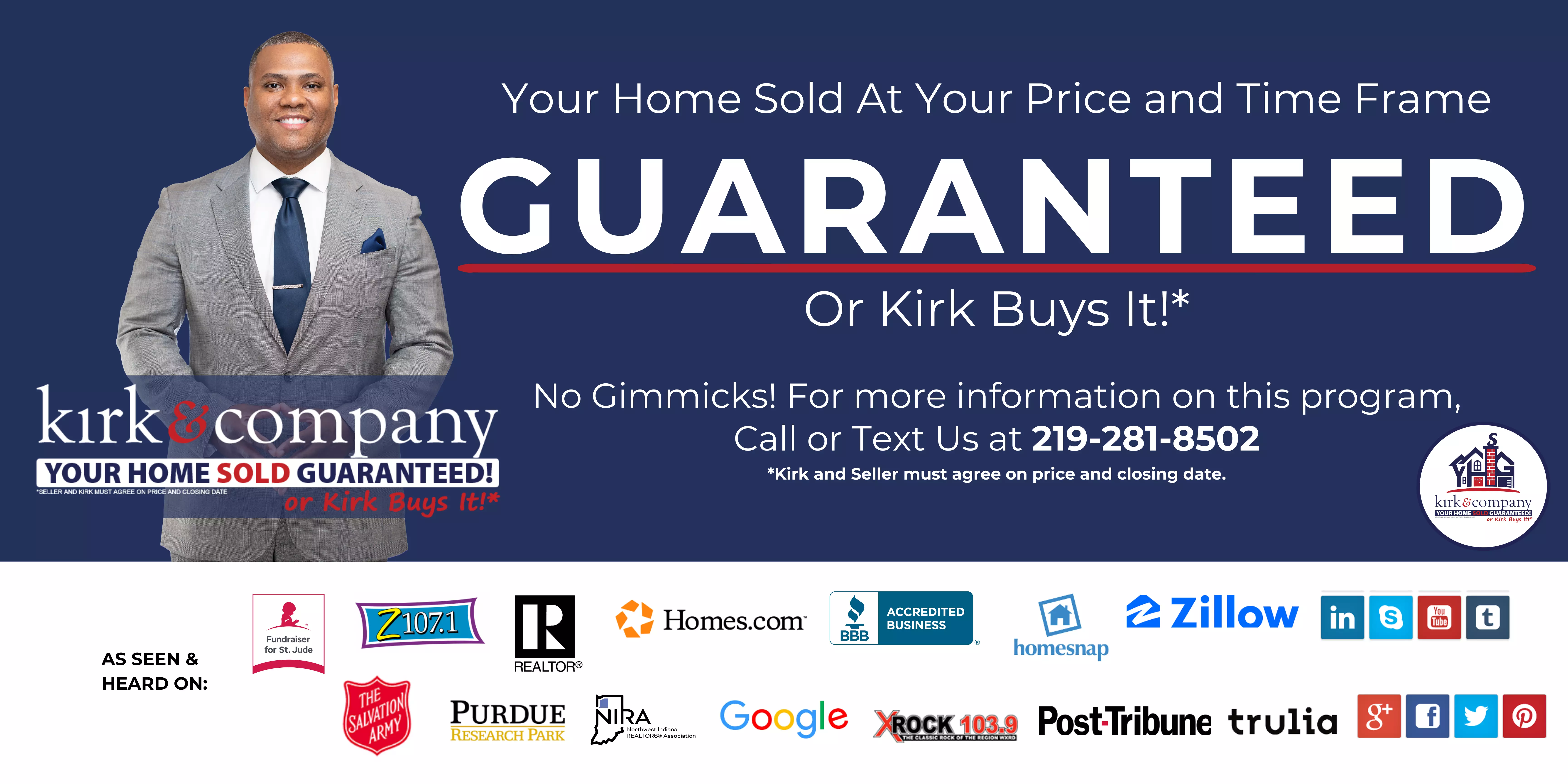 KIRK & COMPANY YOUR HOME SOLD GUARANTEED! OR KIRK BUYS IT! in St John, IN