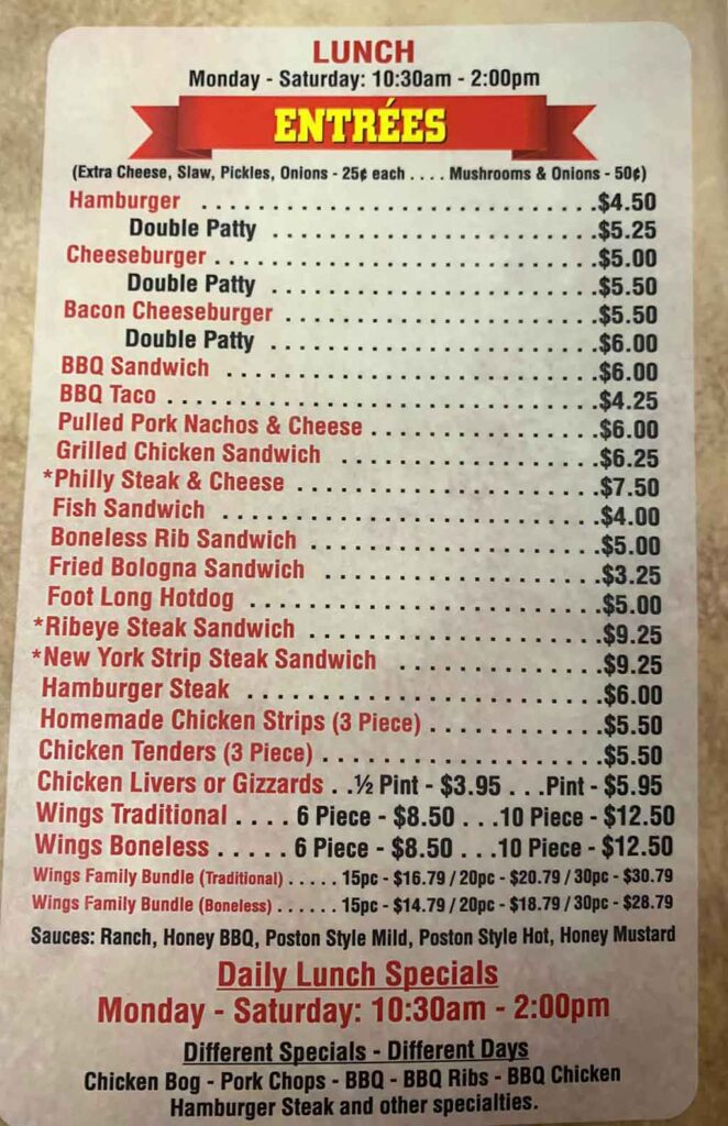 Poston's BBQ in Chesterfield, SC