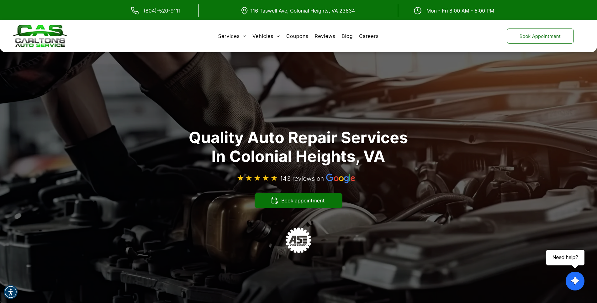 Carlton's Auto Service in Colonial Heights, VA
