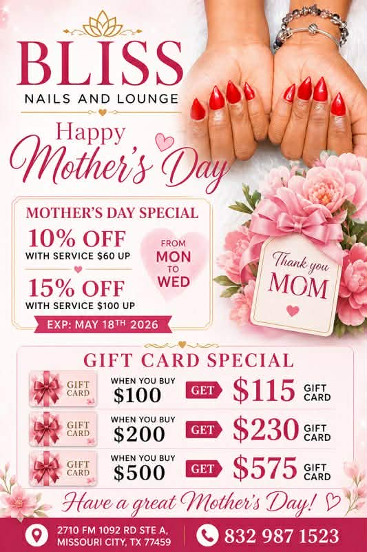 Bliss Nails and Lounge - Nail Salon Missouri City, Tx in Missouri City, TX (2)