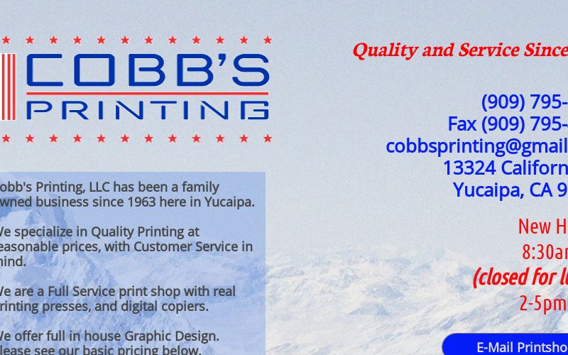 Cobb's Printing LLC in Yucaipa, CA