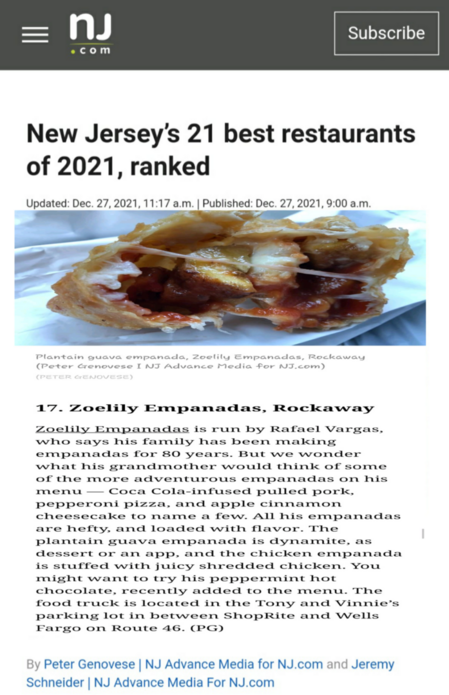 Zoelily Empanadas in Dover, NJ
