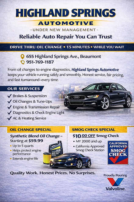Highland Springs Automotive & Quick Lube in Beaumont, CA