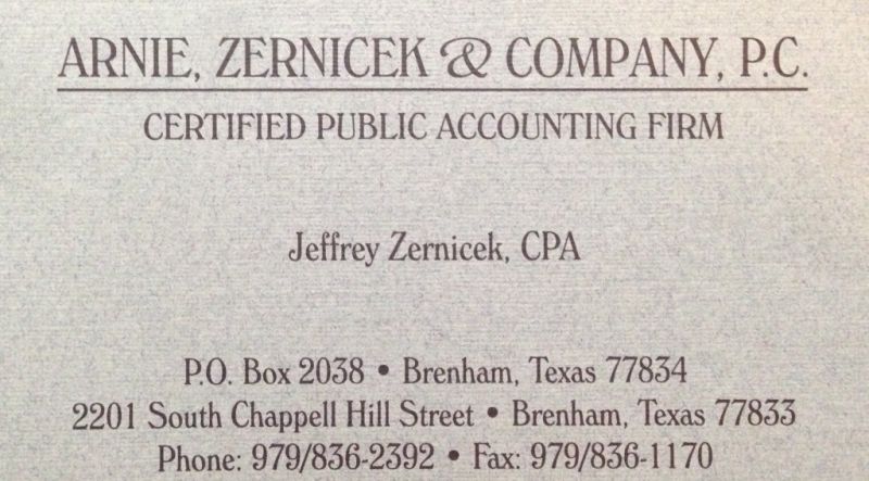 Arnie Zernicek & Co Pc in Brenham, TX