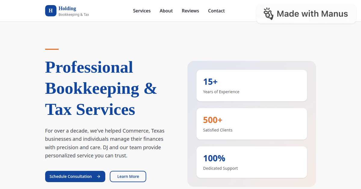 Holding Bookkeeping & Tax Service in Commerce, TX