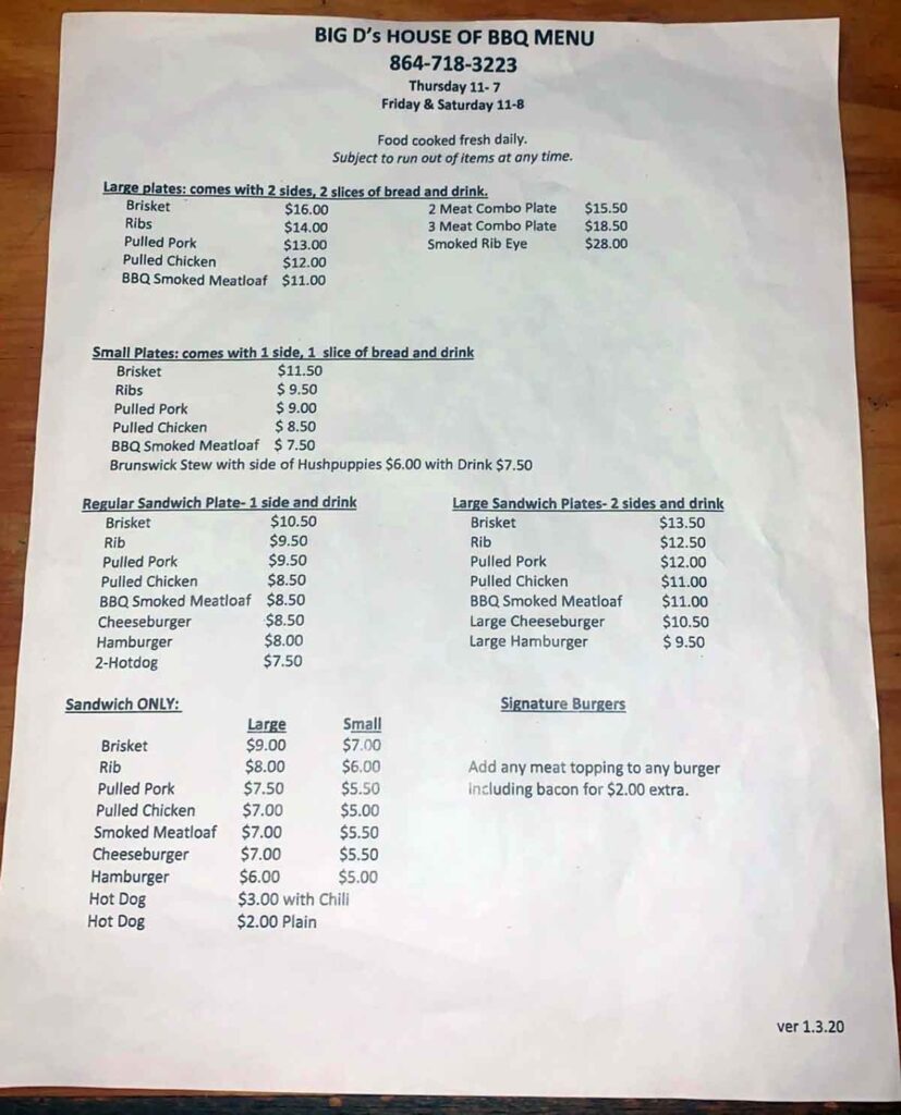 Big D's House of BBQ in West Union, SC (5)
