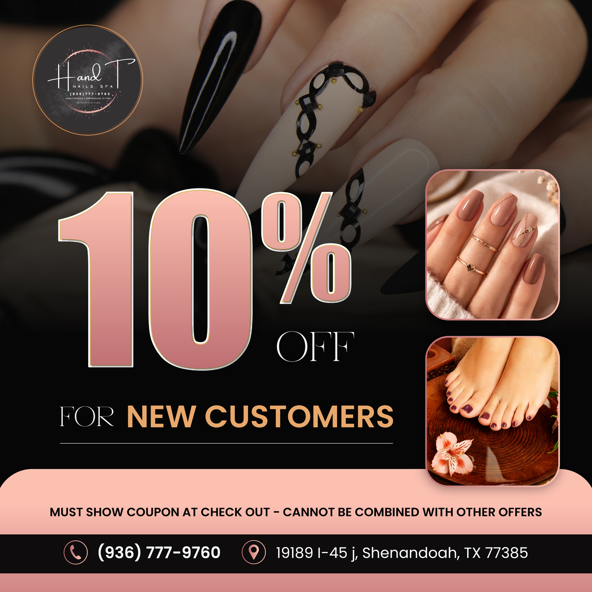 H&T Nails & Spa (10% OFF New Customers - Must show coupon at check out) in Shenandoah, TX