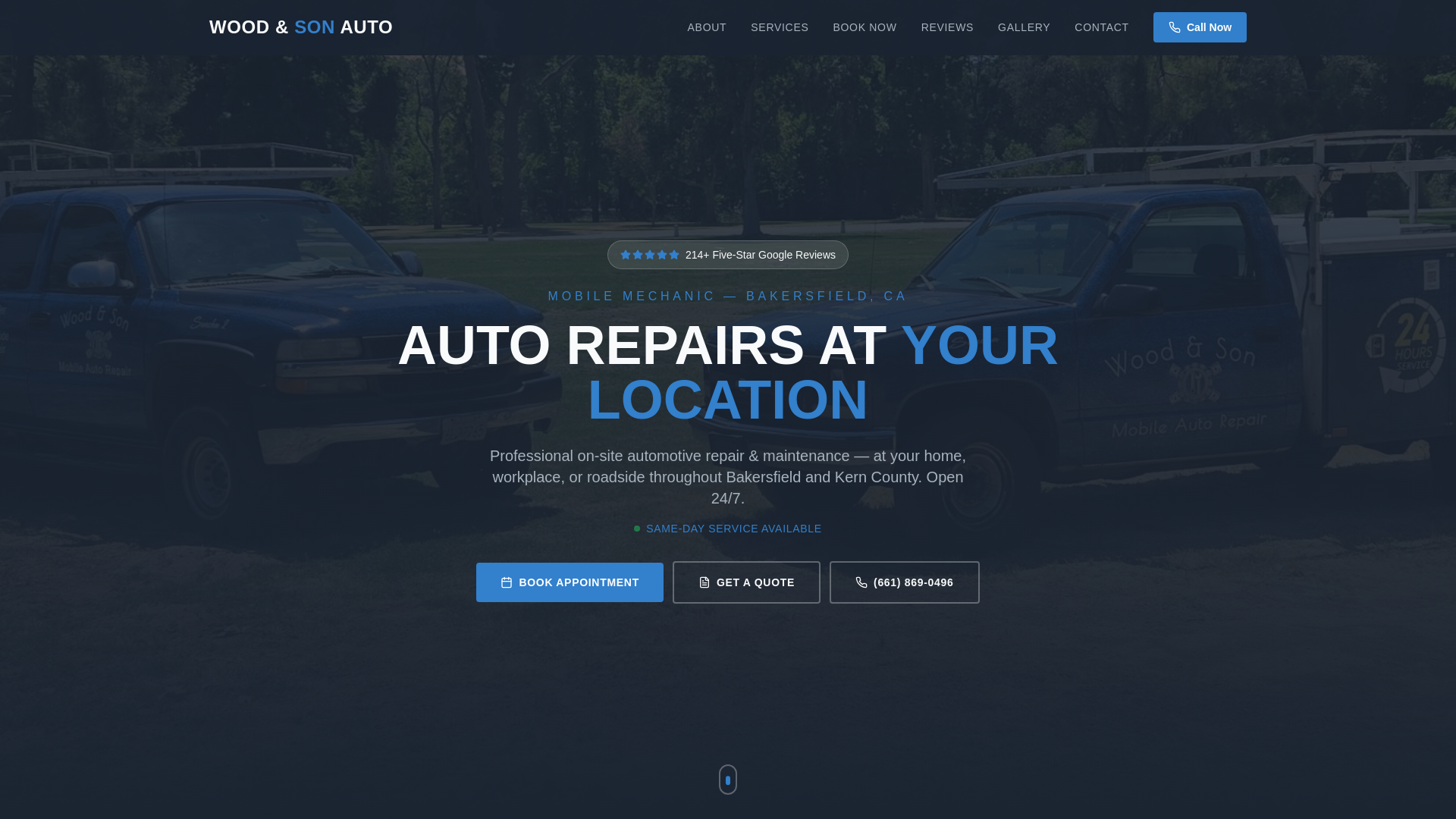 Wood & son mobile auto repair in Bakersfield, CA