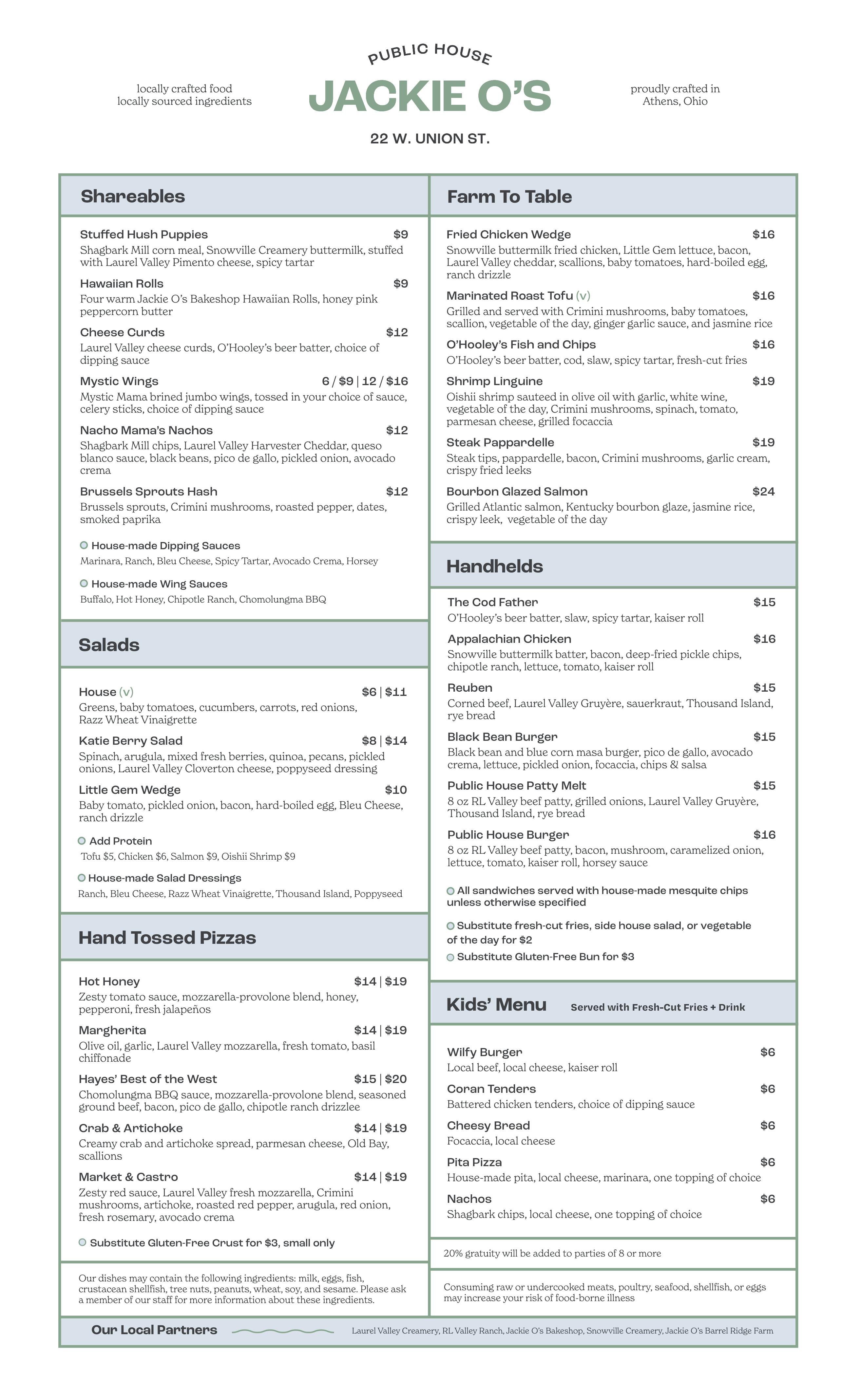 Jackie O's Public House Restaurant in Athens, OH