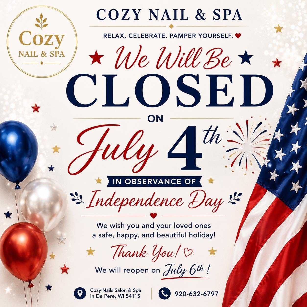 Cozy nails & spa in De Pere, WI