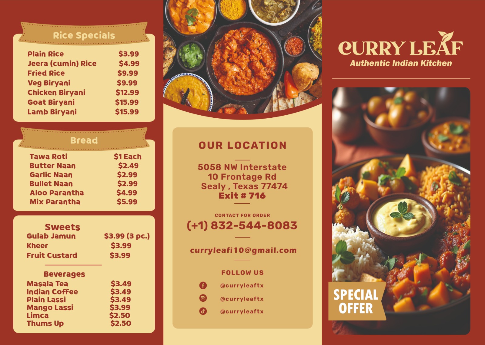 Curry leaf Punjabi dhaba / India restaurant in Sealy, TX (4)