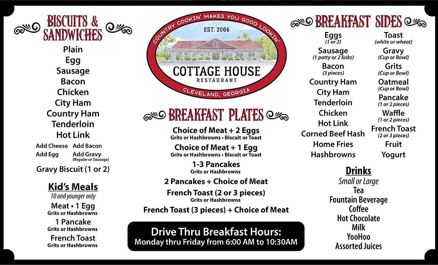 Cottage House Restaurant in Cleveland, GA