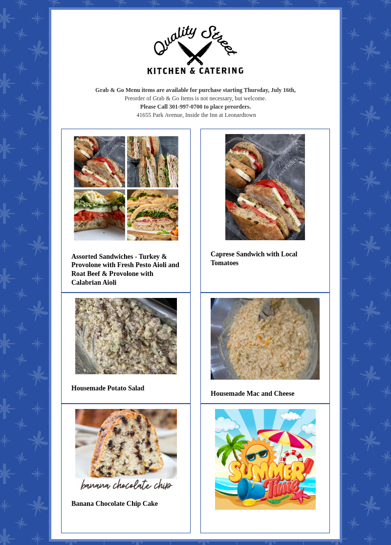 Quality Street Kitchen & Catering in Leonardtown, MD