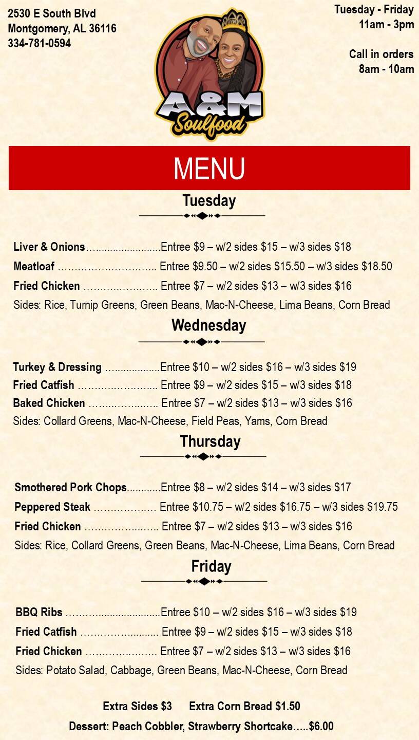 A&M Soul Food & Bakery in Montgomery, AL