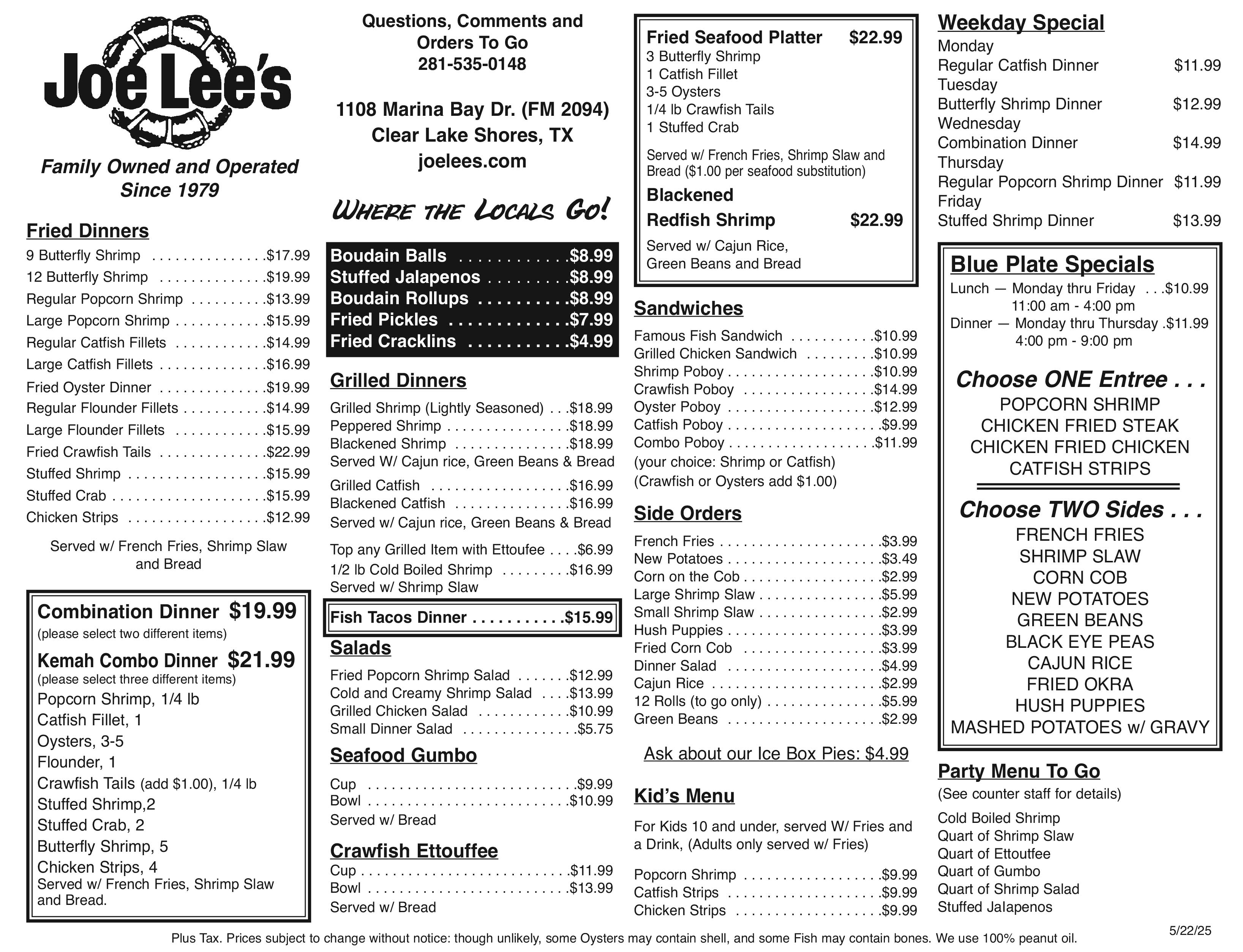 Joe Lee's Seafood Kitchen in Kemah, TX