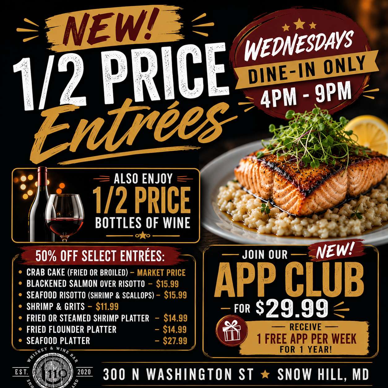 Oaked 110 Whiskey & Wine Bar in Snow Hill, MD (3)
