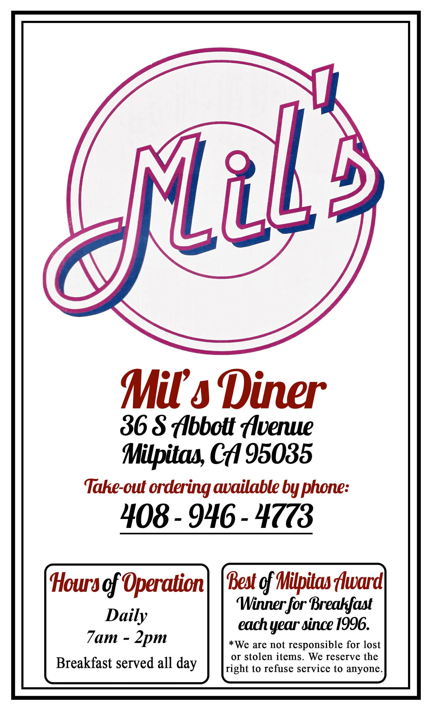 Mil's Diner in Milpitas, CA (4)