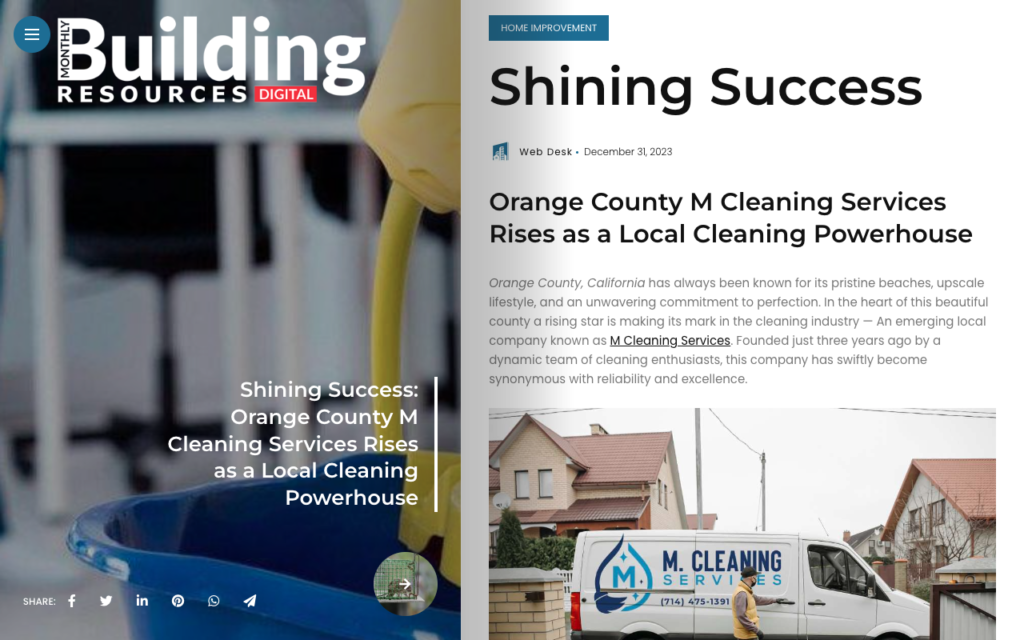 M Cleaning Services in Westminster, CA
