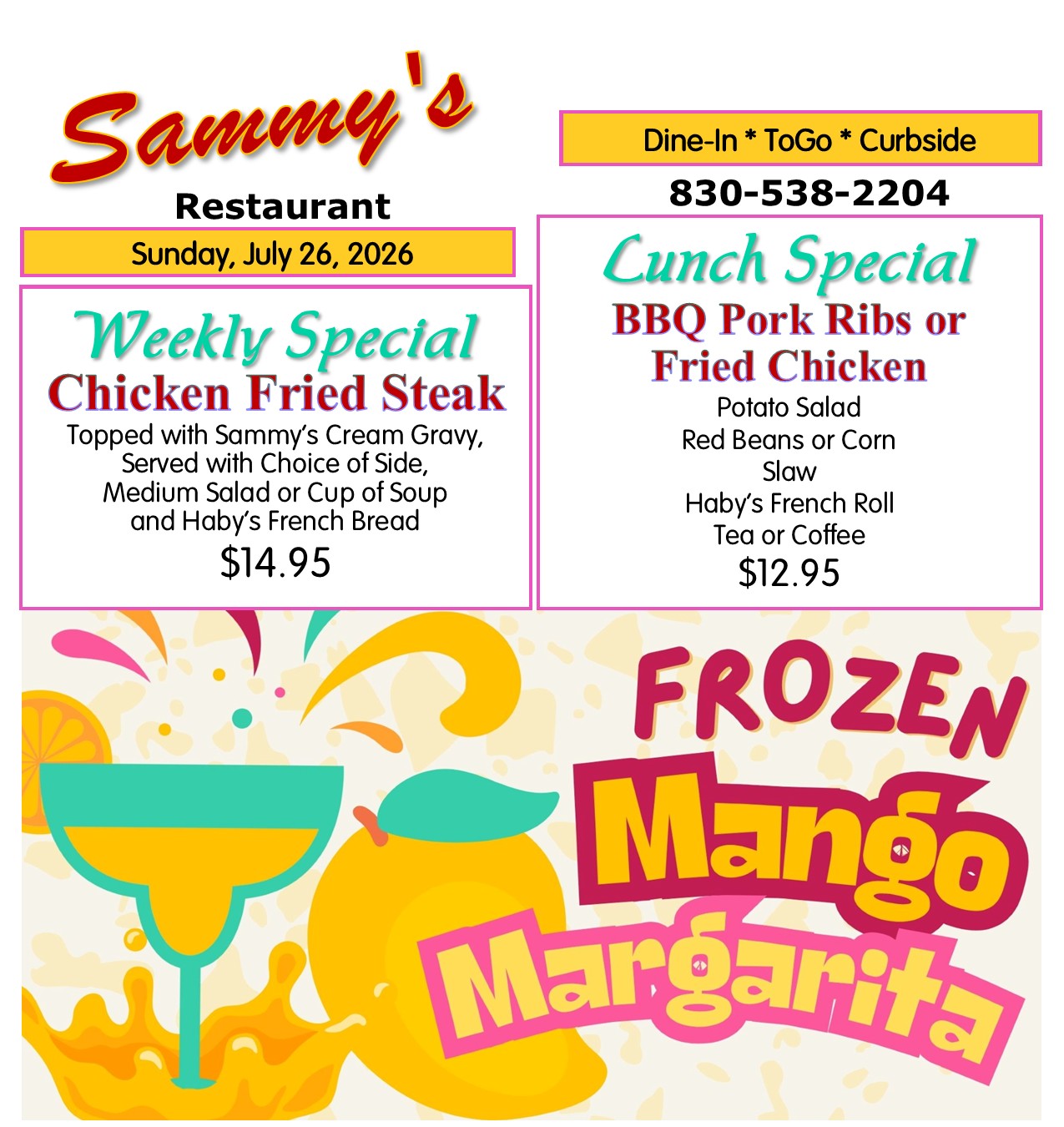 Sammy's Restaurant in Castroville, TX