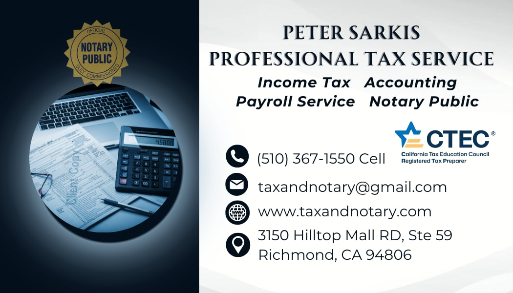 Peter Sarkis Professional Tax & Notary Service in Richmond, CA