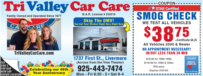Tri Valley Car Care Service Center in Livermore, CA (2)
