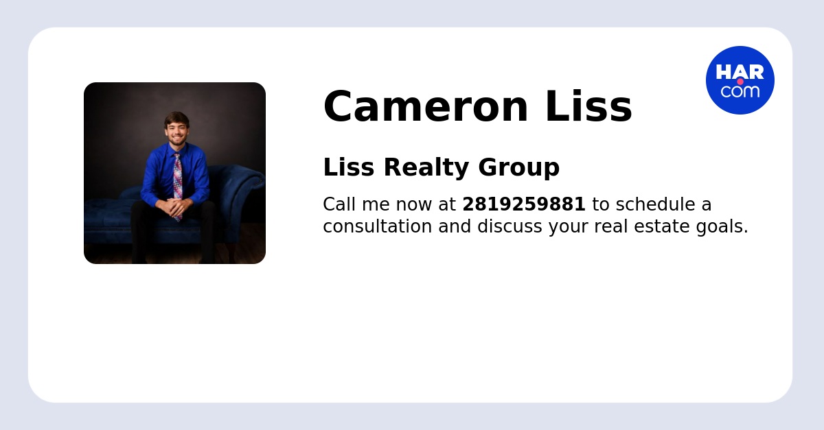 Cameron Liss Realtor - The Bliss Team at Priority One Real Estate in Dickinson, TX
