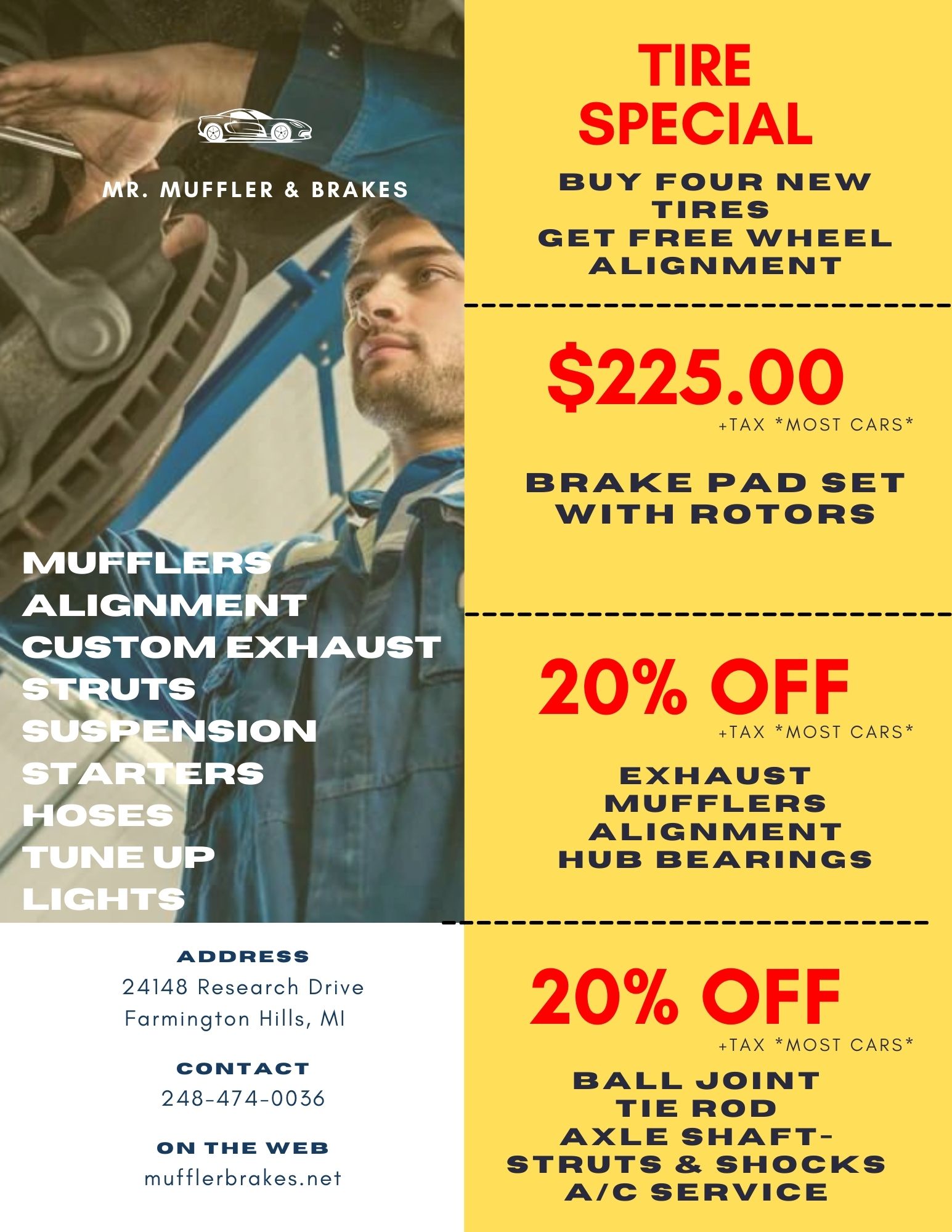 Mr Muffler & Brakes Mechanic Foreign and Domestics complete Auto Repair in Farmington Hills, MI