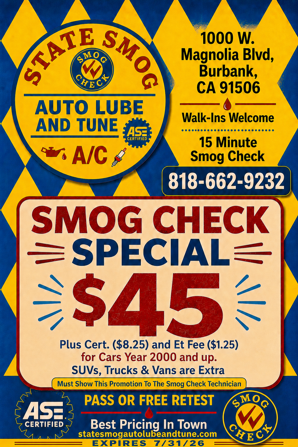 State Smog Auto Lube and Tune in Burbank, CA